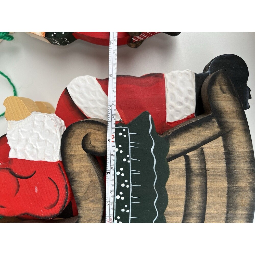 VTG Santa & Mrs Claus Rocking Chairs With Yarn Knitting Wooden Shelf Sitters - Picture 5 of 5